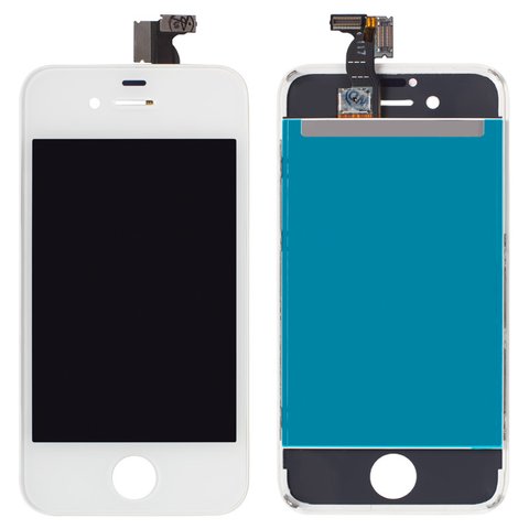Дисплей для Apple iPhone 4S, белый, с рамкой, High Copy Превью 1