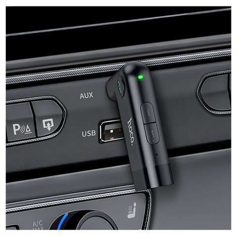 FM-трансмітер Hoco E53, чорний, з кнопкою, TRS 3.5 мм, micro-USB тип-B, #6931474729750 Прев'ю 1