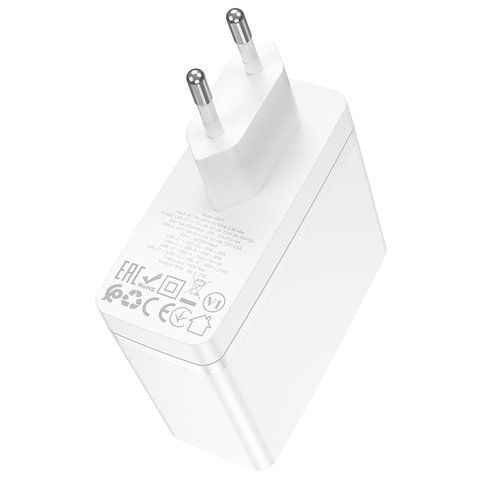 Сетевое зарядное устройство Borofone BN11, 100 Вт, Quick Charge, Power Delivery (PD), белый, 3 порта, GaN, #6941991103773 Превью 1