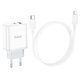 Mains Charger Hoco C105A, (20 W, Power Delivery (PD), white, with cable USB type C to Lightning for Apple, 2 outputs) #6931474782939 Preview 1