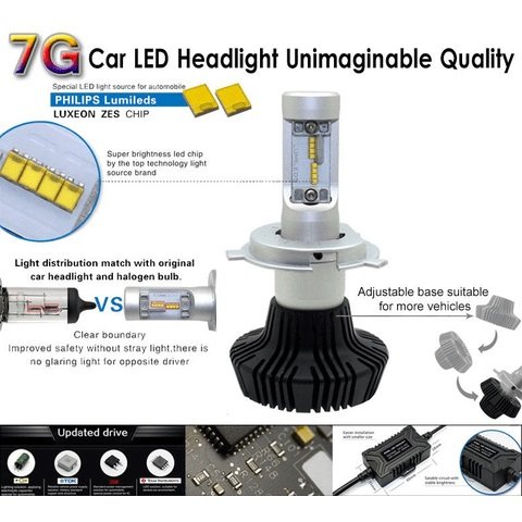 Juego de luces LED principales para coche UP-7HL-H7W-4000Lm (H7, 4000 lm, luz blanca fría) Vista previa  2