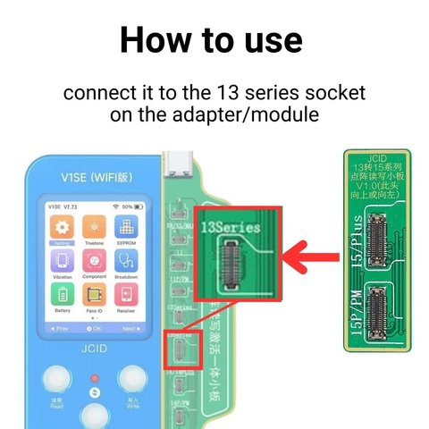 Convertidor de enchufes de serie 13 en 15 para adaptadores Face ID para iPhone Vista previa  2