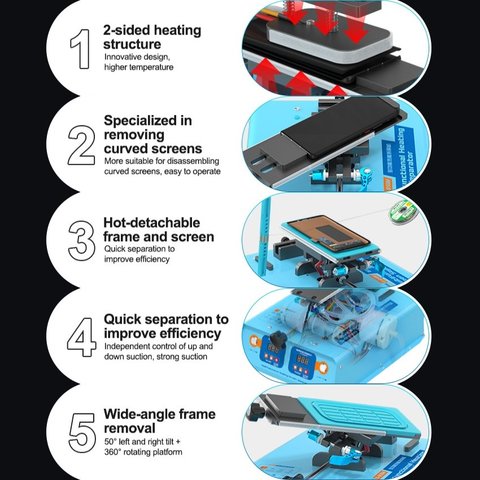 Устройство для расклеивания дисплейного модуля (сепаратор) Sunshine S-918M, с вакуумным насосом, используется для экранов до 7" Превью 4