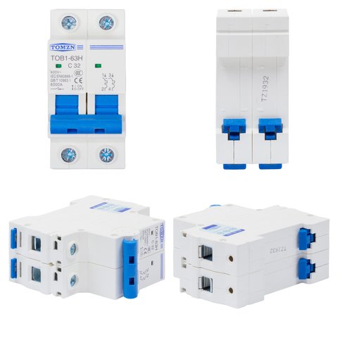 Автоматичний вимикач змінного струму TOMZN TOB1-63H-C32, 2P, 230-400В, 32A Прев'ю 1