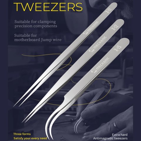 Пинцет монтажный Mechanic X-15, изогнутый, антистатический, 115 мм Превью 1